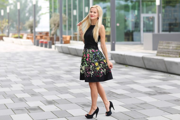 black dress with flower print oasis